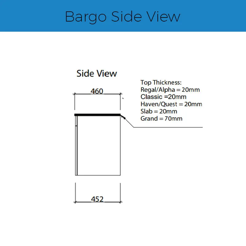 Timberline Bargo Wall Hung Vanity - Slab Top