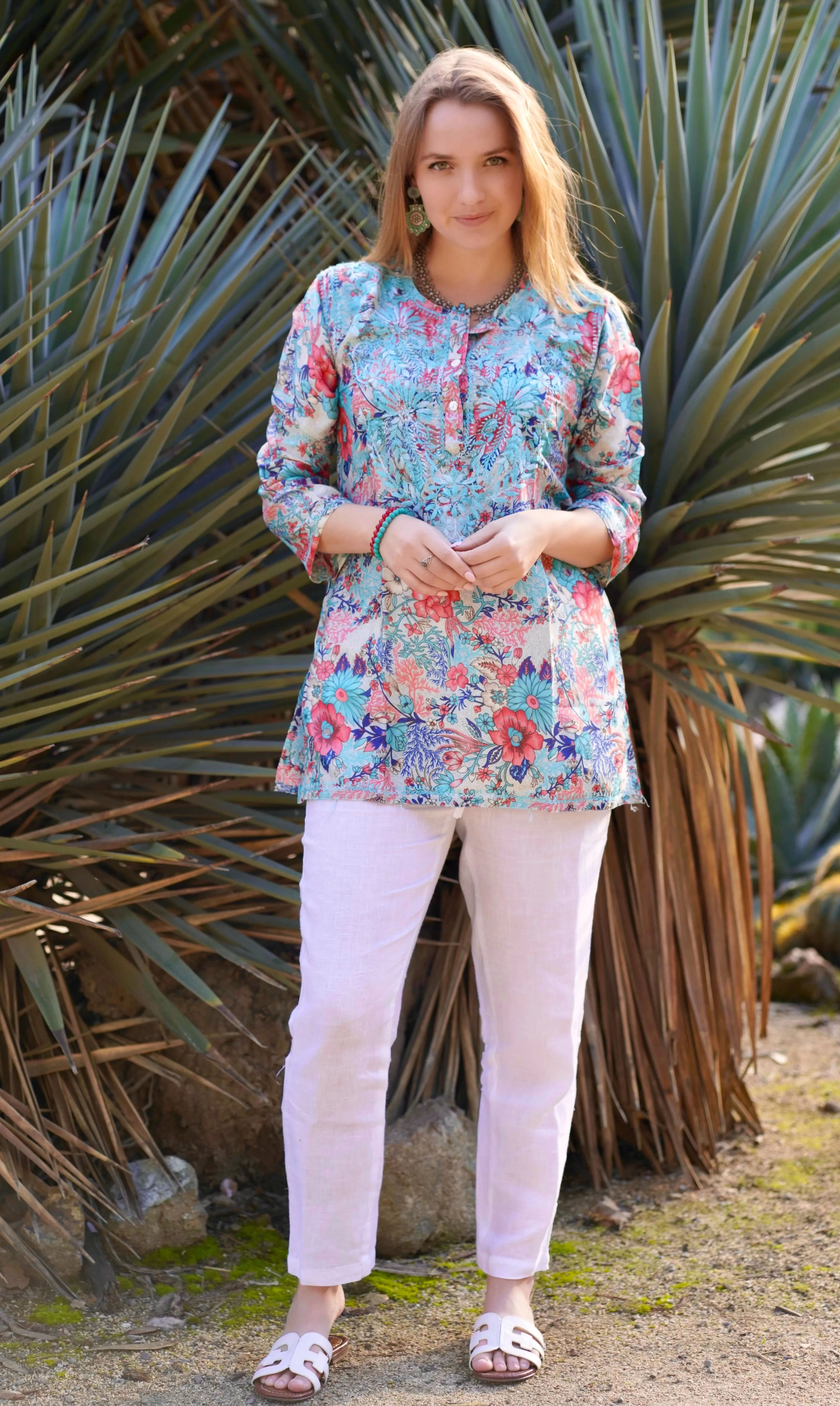 Turq Coral Tunic /KDC Emb.