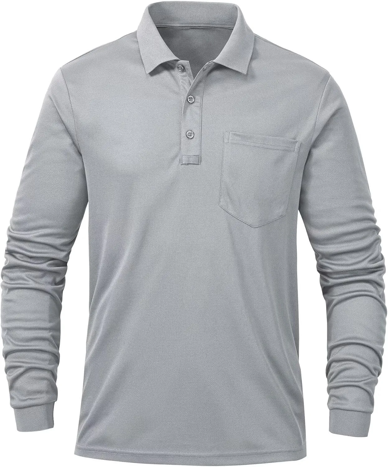 Tyhengta Men's Polo Shirt Long Sleeve Quick Dry Athletic Performance Shirts Pique Golf Shirt