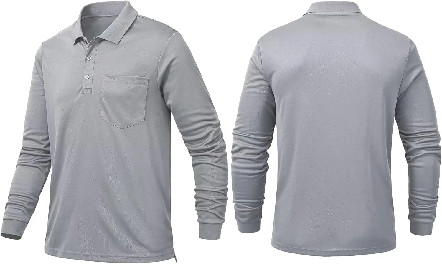 Tyhengta Men's Polo Shirt Long Sleeve Quick Dry Athletic Performance Shirts Pique Golf Shirt