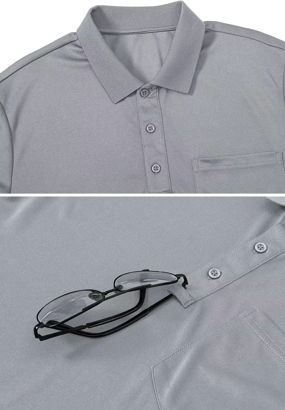 Tyhengta Men's Polo Shirt Long Sleeve Quick Dry Athletic Performance Shirts Pique Golf Shirt