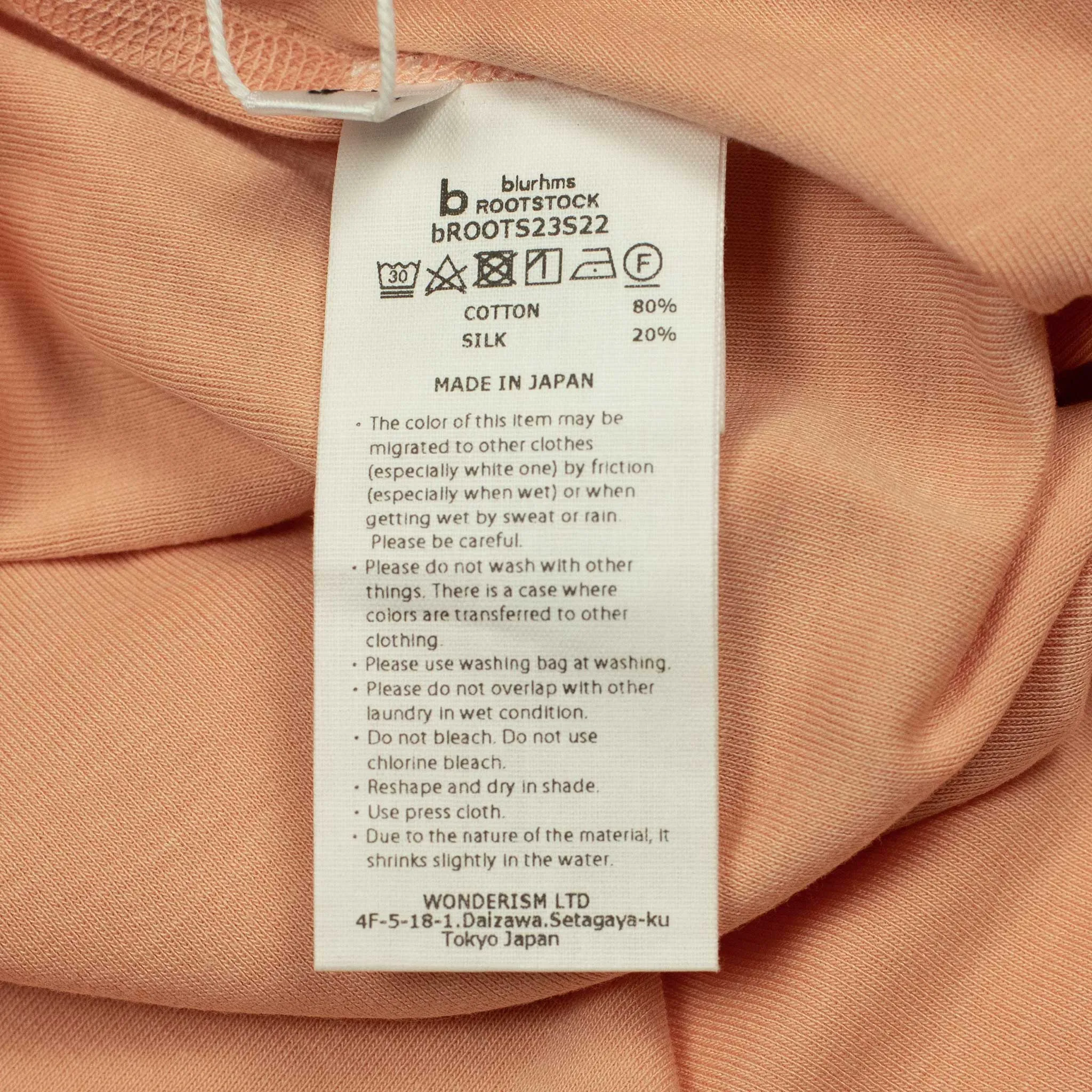 U-neck tank top in pale apricot cotton and silk jersey