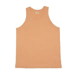 U-neck tank top in pale apricot cotton and silk jersey