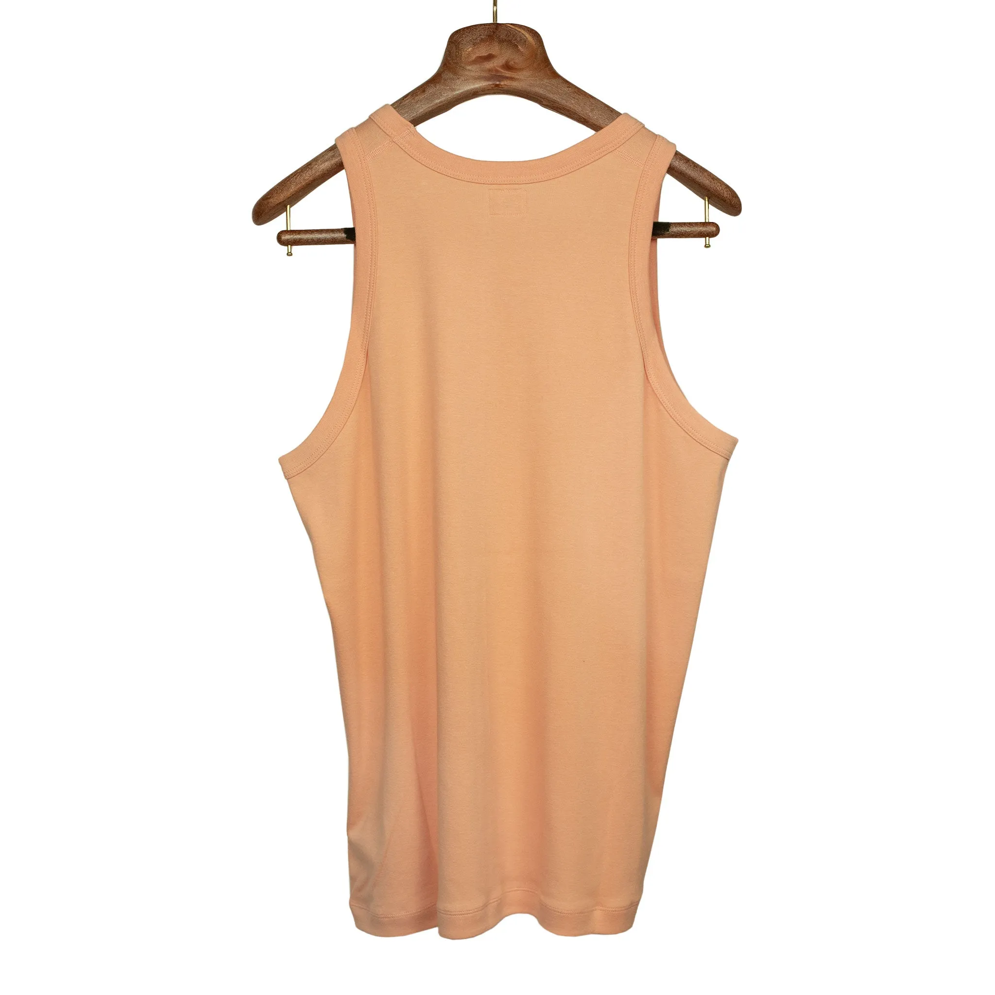 U-neck tank top in pale apricot cotton and silk jersey