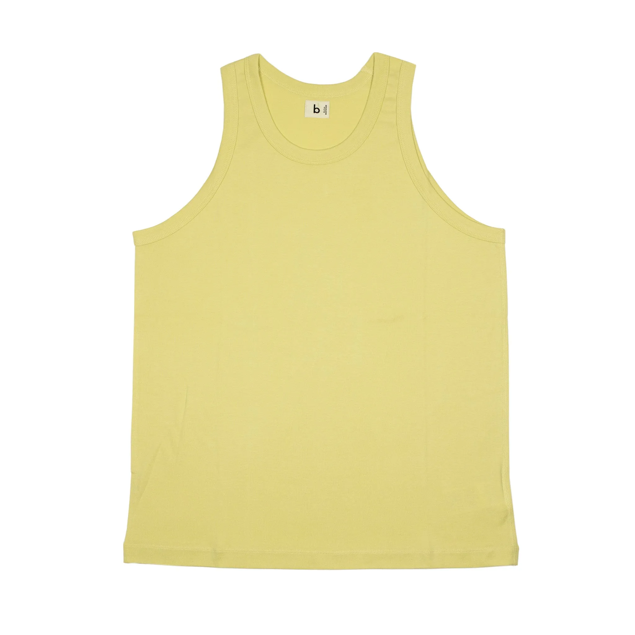 U-neck tank top in smoke yellow cotton and silk jersey