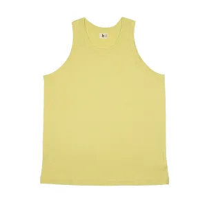 U-neck tank top in smoke yellow cotton and silk jersey