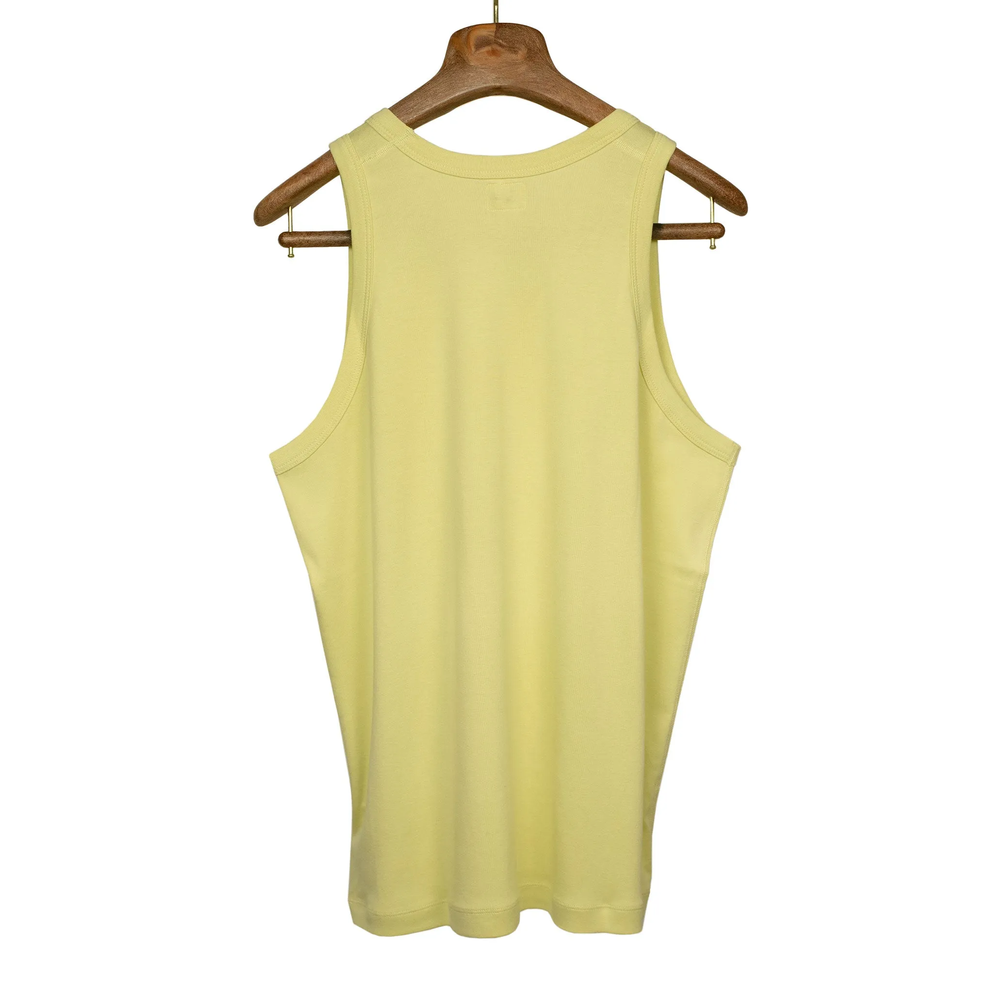 U-neck tank top in smoke yellow cotton and silk jersey