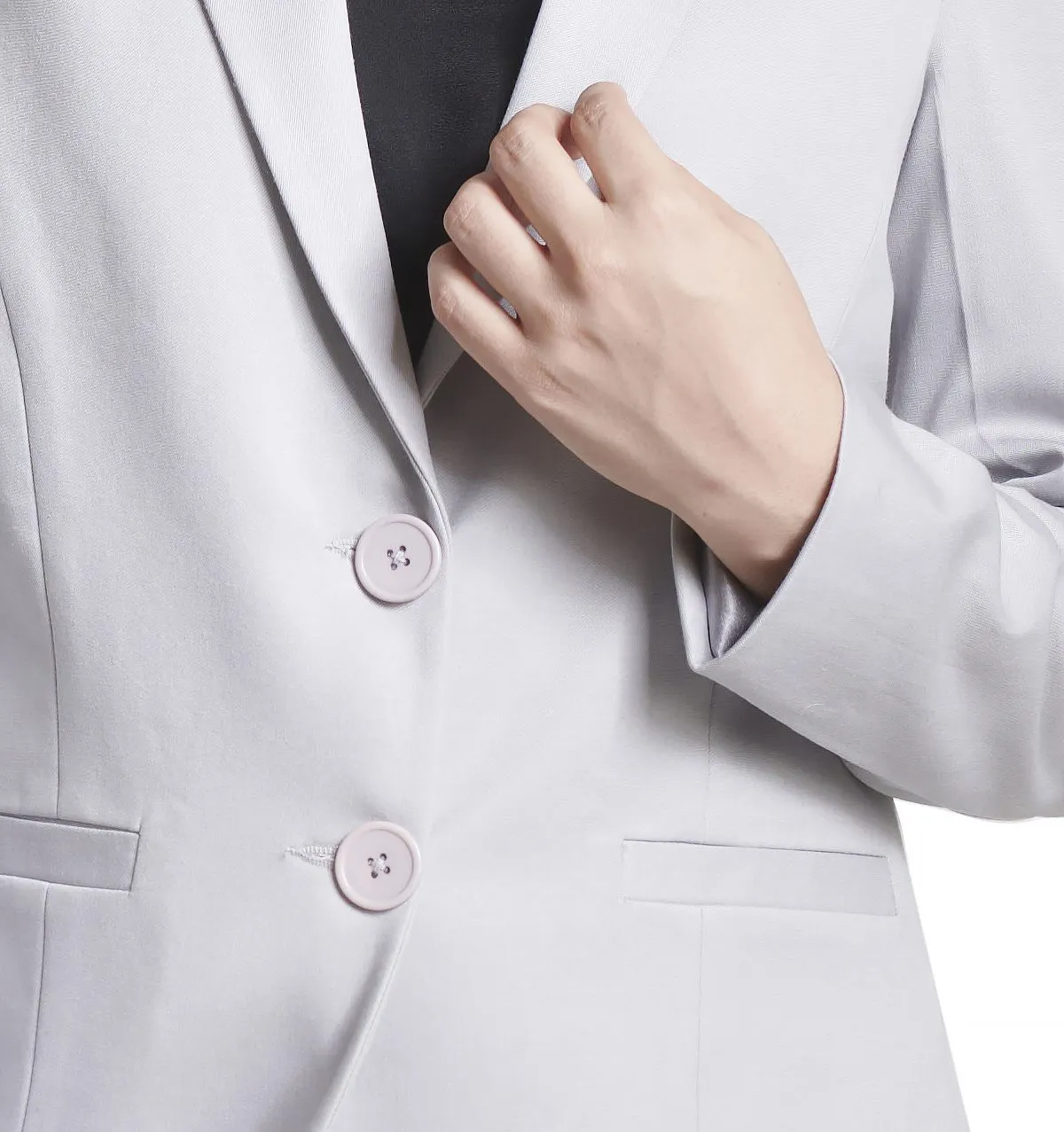 Women's Business Formal Grey Poly Cotton Skirt Suit