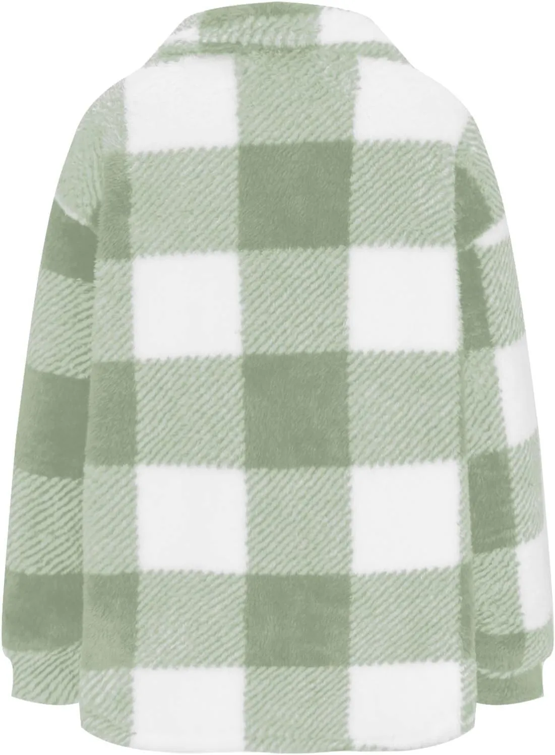 Womens Fleece Plaid Shackets Lapel Button Down Jackets Casual Long Sleeve Flannel Shirts Trendy Clothes Fall Winter