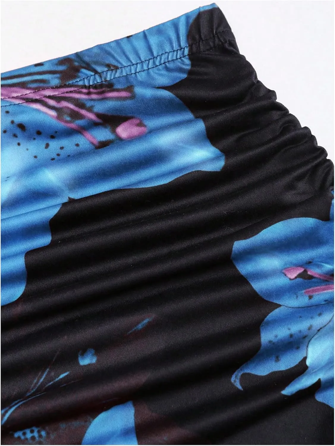Women's Floral Print Maxi Skirt Ruffle Hem Ruched Fishtail Bodycon Long Skirts Vacation Going Out Outfits